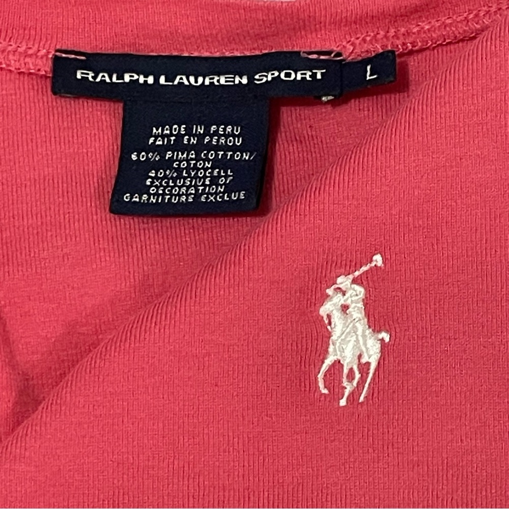Polo Ralph Lauren Sport Women’s Large V-Neck Shirt Pink Preppy